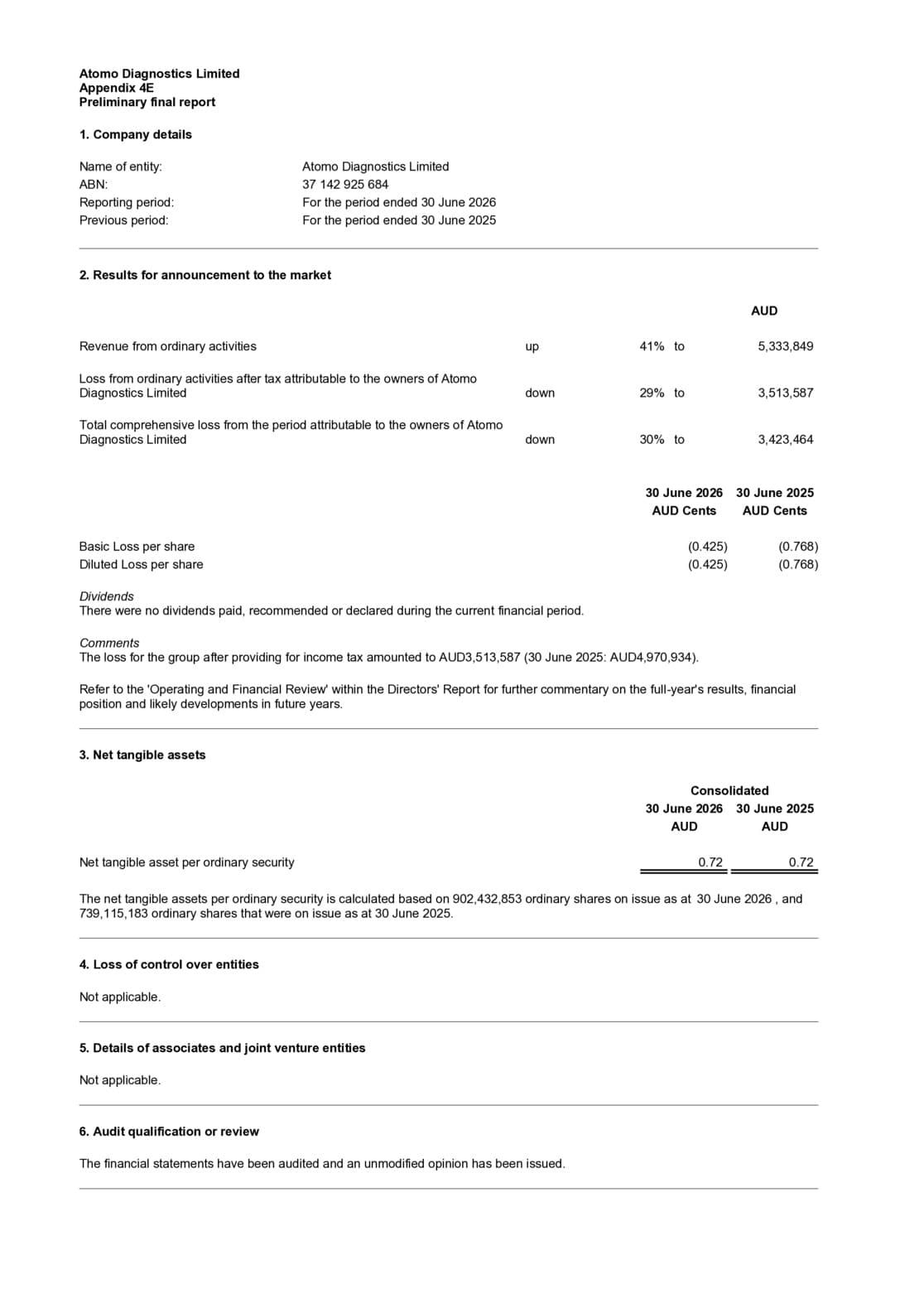 2026 Appendix 4E and Annual Report